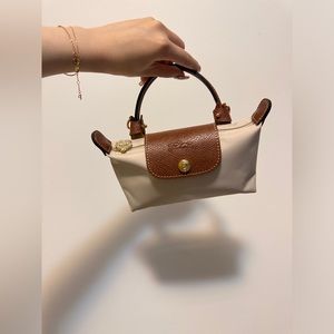 Longchamp Mini Le Piliage Paper White Pouch